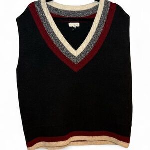 Promesa Black Sweater Vest with Red and Cream Details